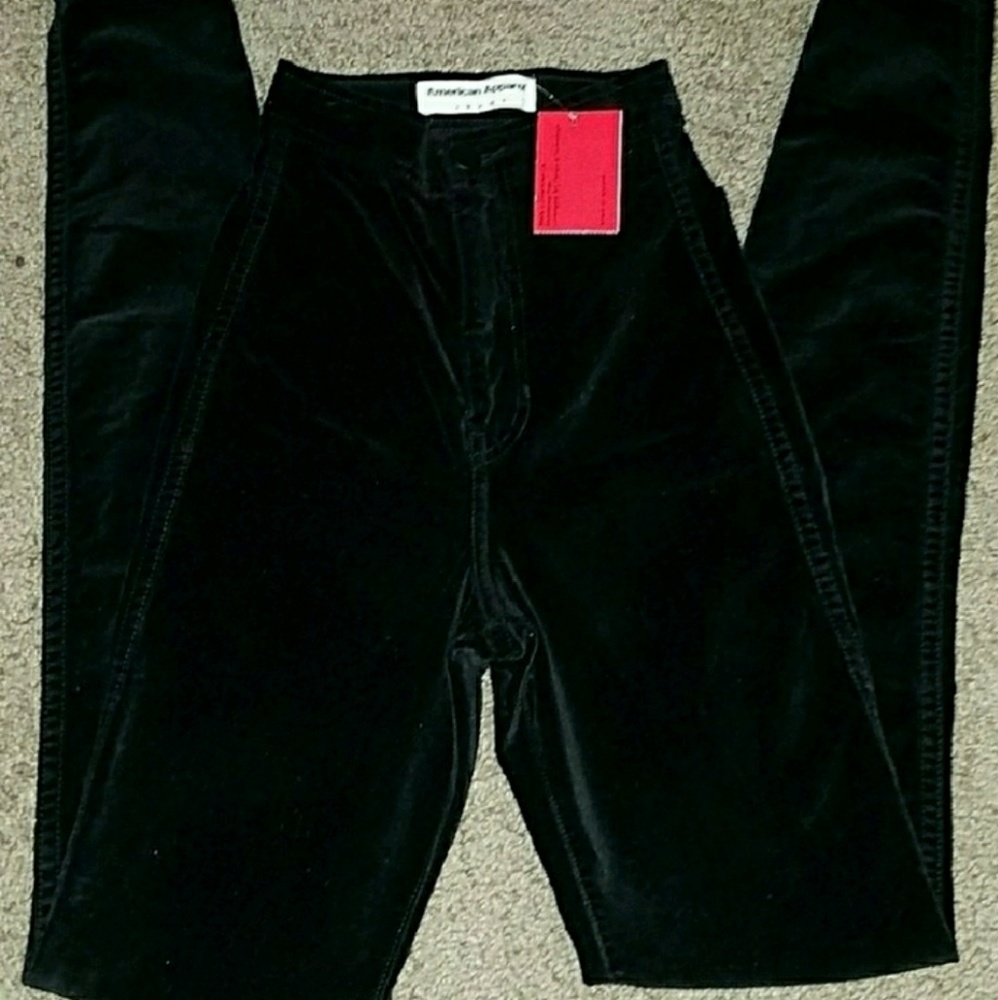 American Apparel Black Velvet Easy Jean Size XXS
